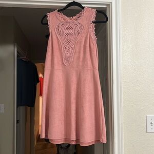 Dress. Light pink suede material.
